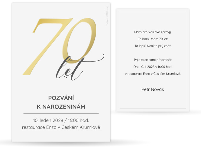 Pozvánka k 70 narodeninám